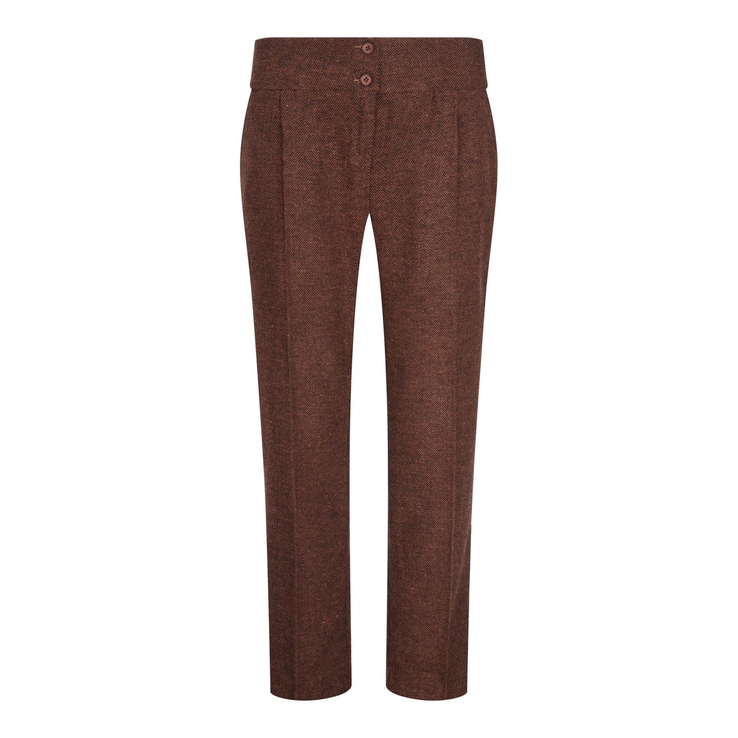 WS-12 - Women's Tweed Suit Blazer Trousers Waistcoat Herringbone Wool Rust Brown