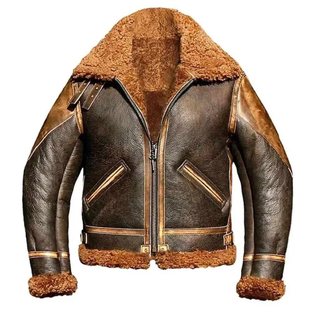Mens RAF Aviator B3 Shearling Bomber Jacket
