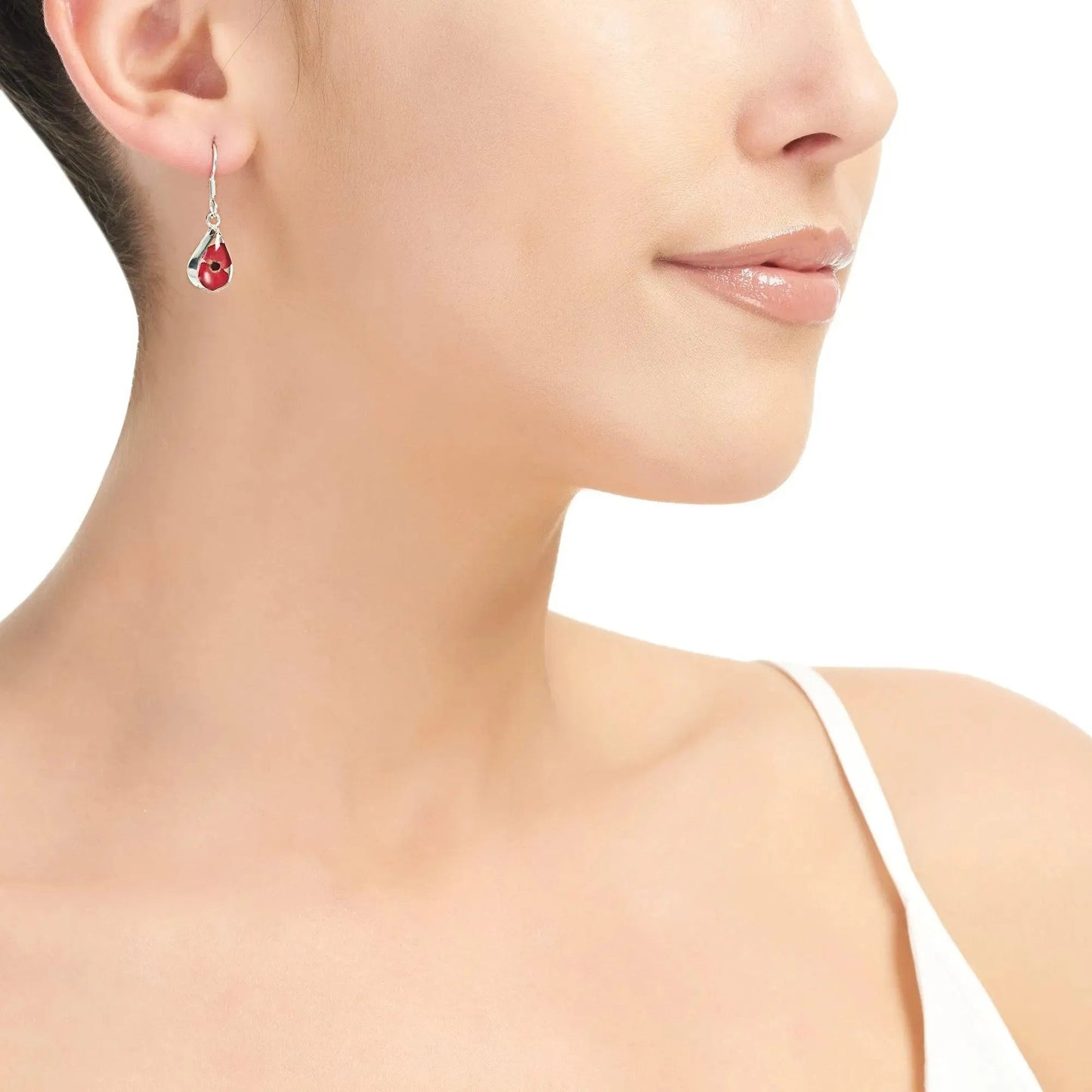 Poppy earrings by Shrieking Violet® Sterling silver drop dangle teardrop earrings with tiny flowers