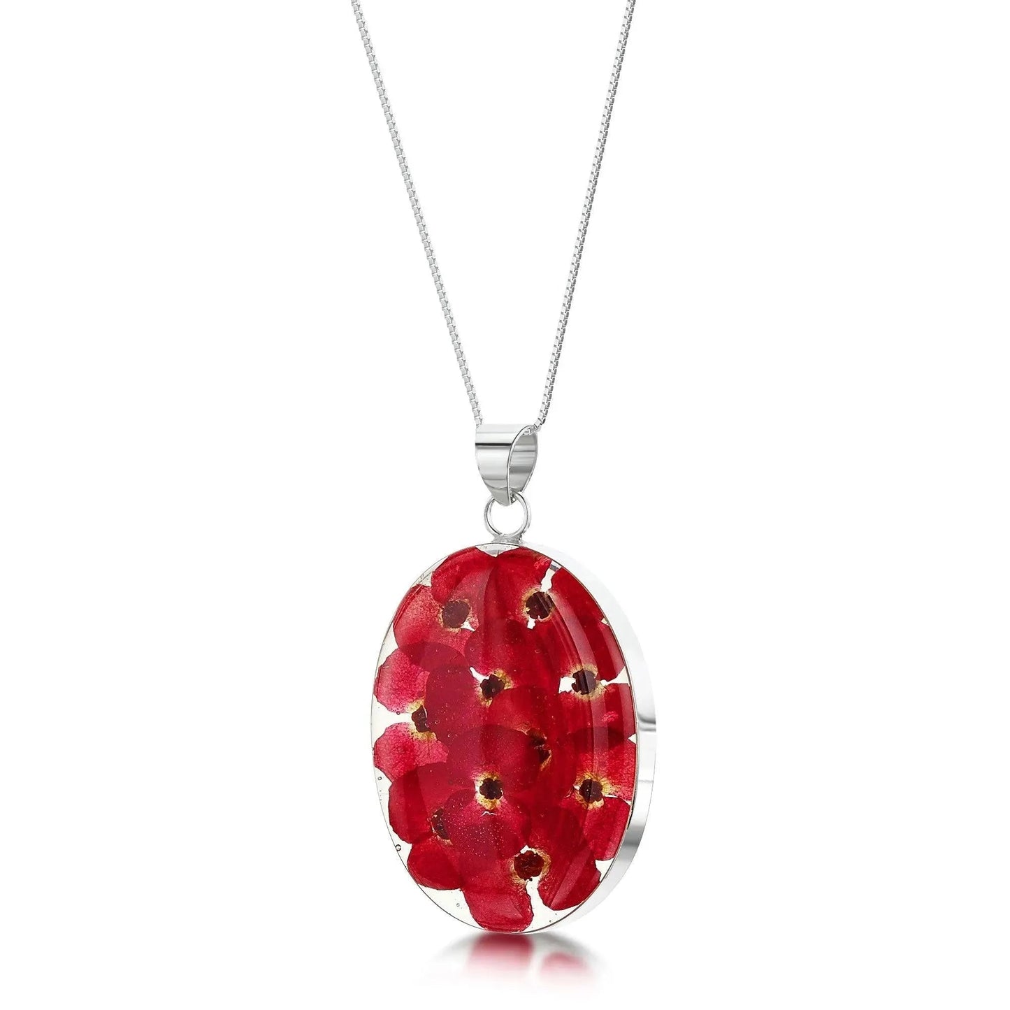 Poppy necklace by Shrieking Violet® Sterling silver Large Oval pendant