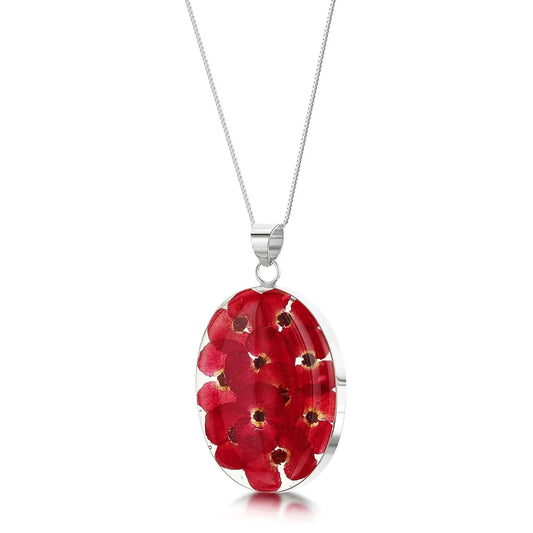 Poppy necklace by Shrieking Violet® Sterling silver Large Oval pendant