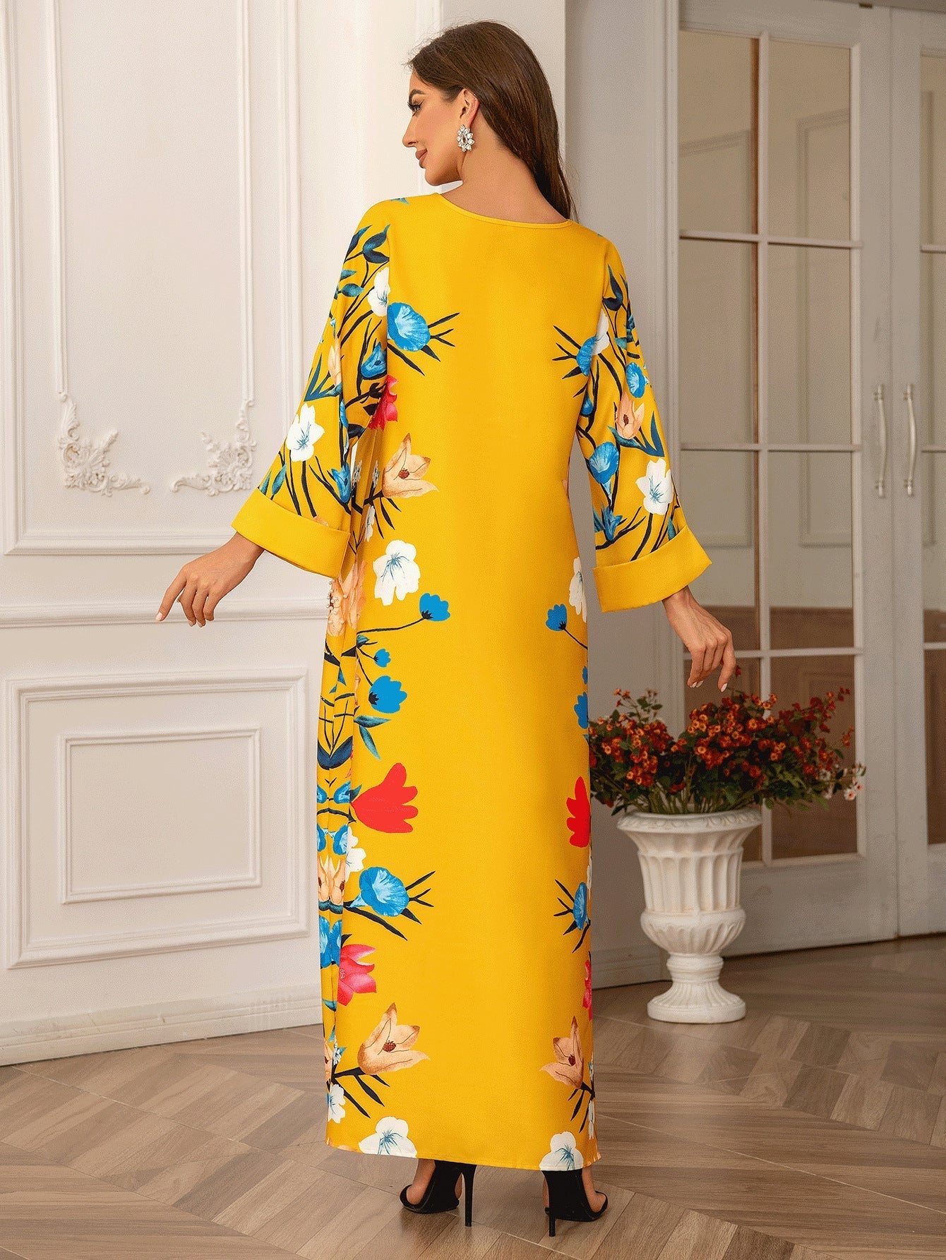 Printed Hot Diamond Abaya Dress, Women's Robe, Abaya, Muslim Women's Dress, Modest Dress
