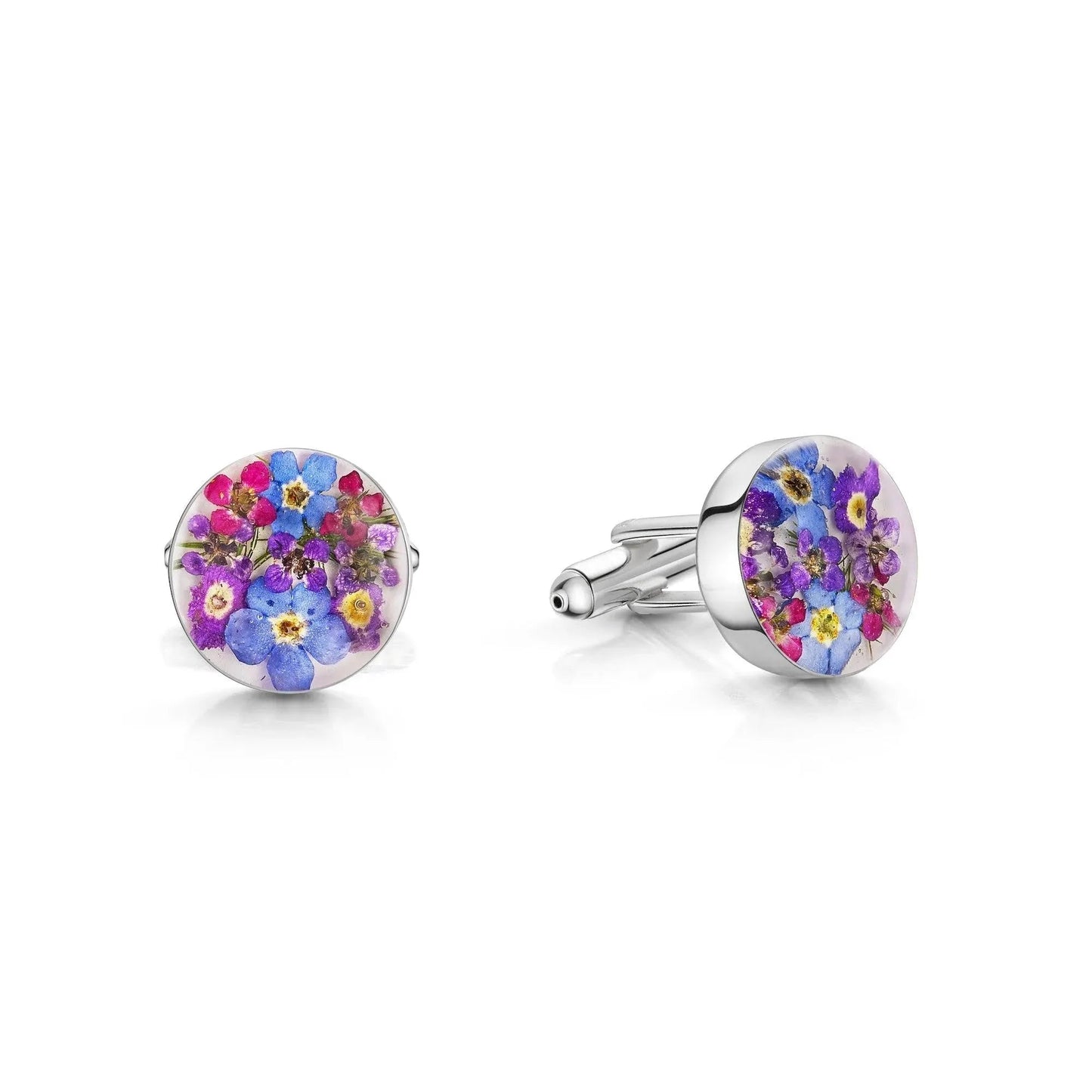 Purple flower Sterling Silver Cufflinks by Shrieking Violet®