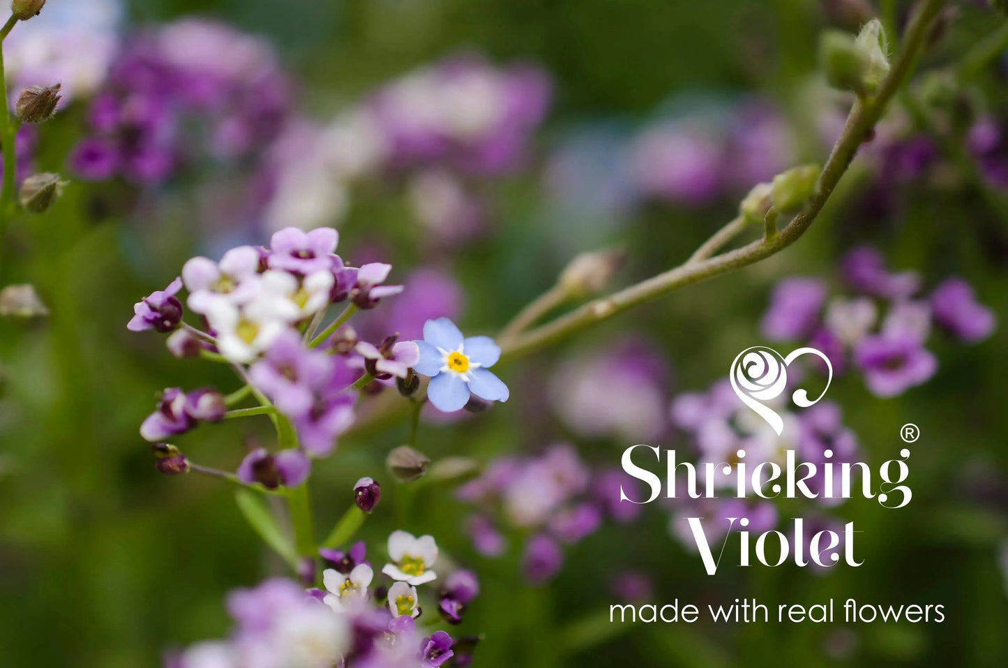 Purple flower necklace 'Leela' vertical bar pendant by Shrieking Violet®