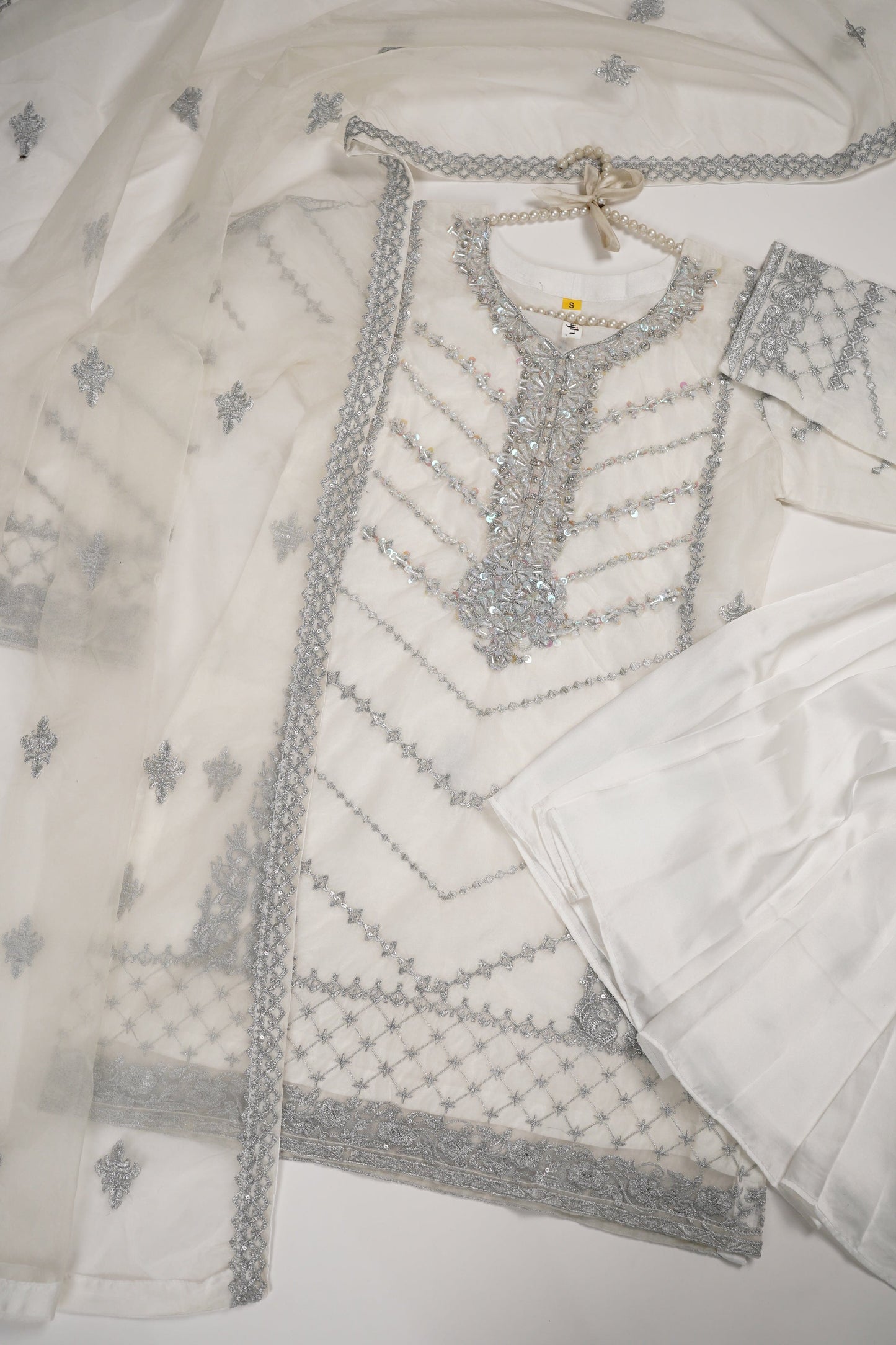 Tehwar v3- Luxury Organza Outfit with Gharara- Ready to Wear- D1