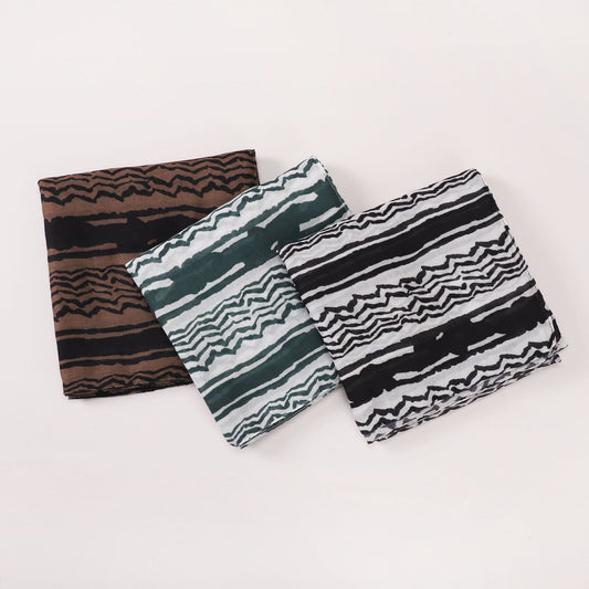 Satin Polyester Printed Striped Scarf