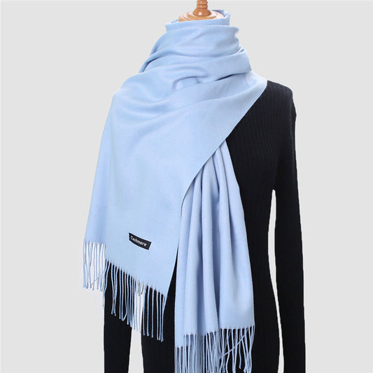 Luxury Solid Colour Tassel Scarf | Imitation Cashmere Shawl - Neomodest