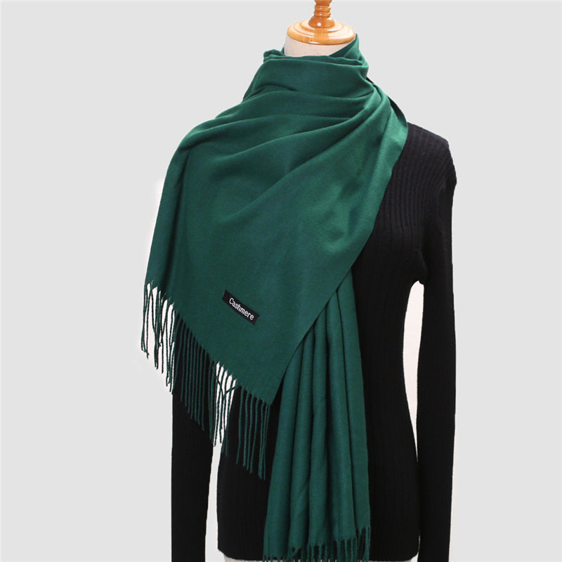 Luxury Solid Colour Tassel Scarf | Imitation Cashmere Shawl - Neomodest