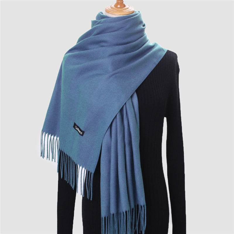 Luxury Solid Colour Tassel Scarf | Imitation Cashmere Shawl - Neomodest