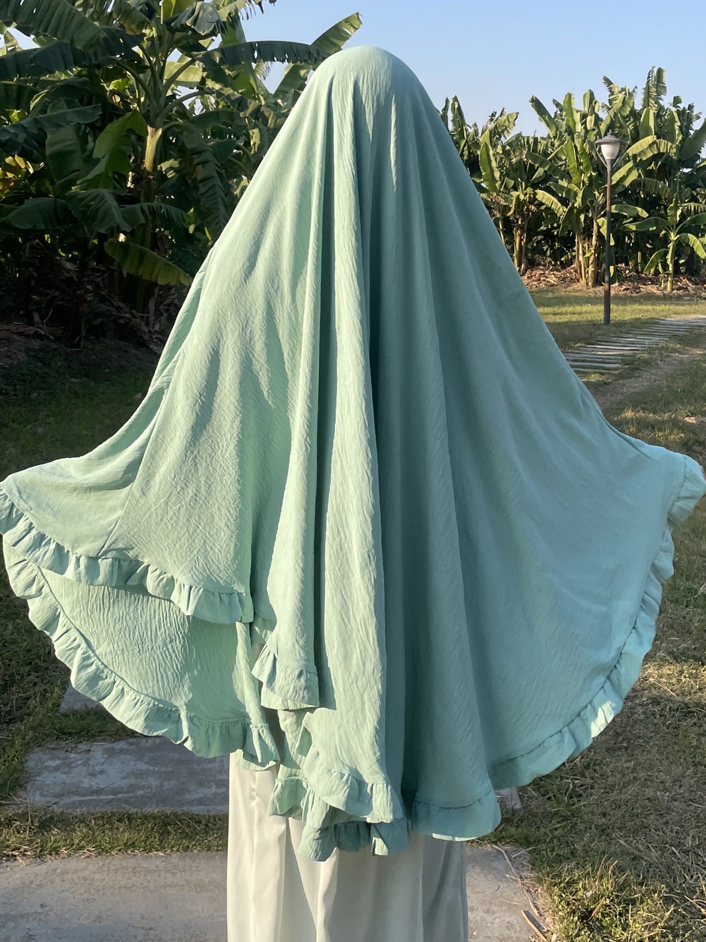 Solid Colour Ruffles Swing Headscarf